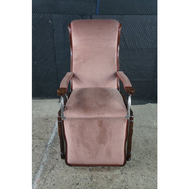 Antique 19th C Victorian Walnut Mechanical Reclining Library Chair Chaise Lounge For Sale - Image 6 of 17