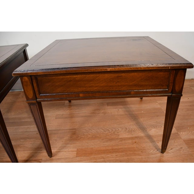 1930s Pair of Brandt English Regency Mahogany Side Tables / End Tables For Sale - Image 14 of 16