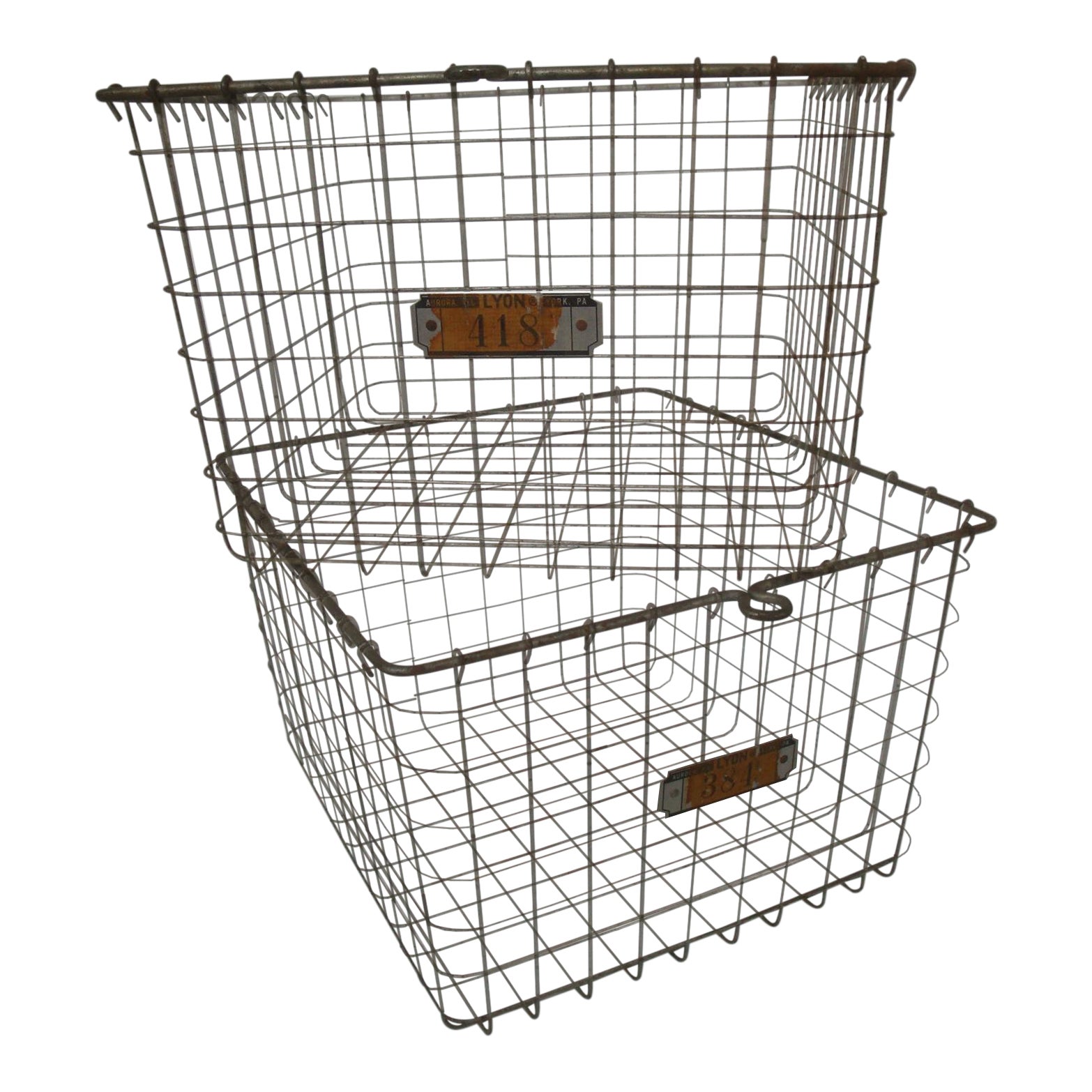 Industrial Wire Gym Locker Baskets For Organizing A Pair Chairish
