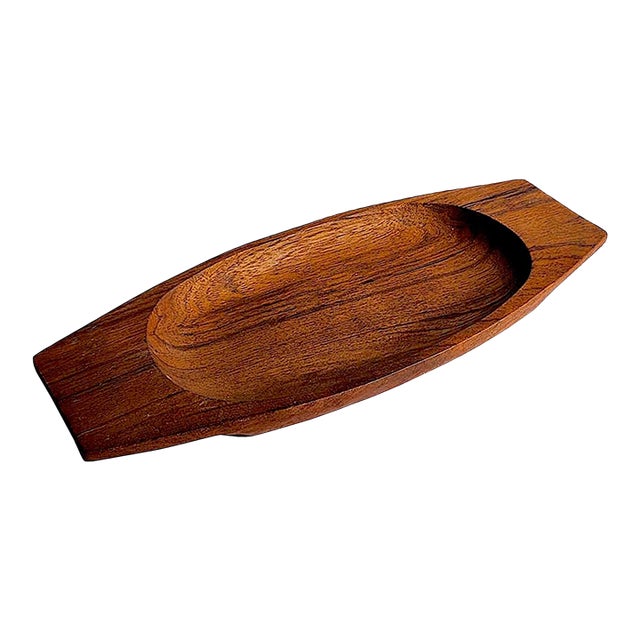 Vintage Teak Wood Valet Tray or Trinket Dish For Sale