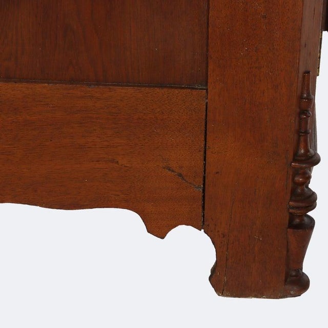 Antique Victorian Walnut Washstand With Backsplash & Carved Pulls C1900 For Sale - Image 14 of 16