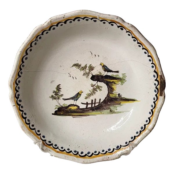 18th Century Earthenware Salad Bowl from Nevers, France For Sale