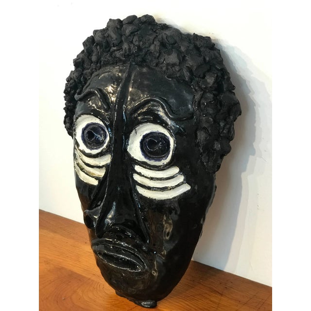 Mid Century Pottery African Mask in the Style of Wiener Werkstatte For Sale - Image 9 of 12