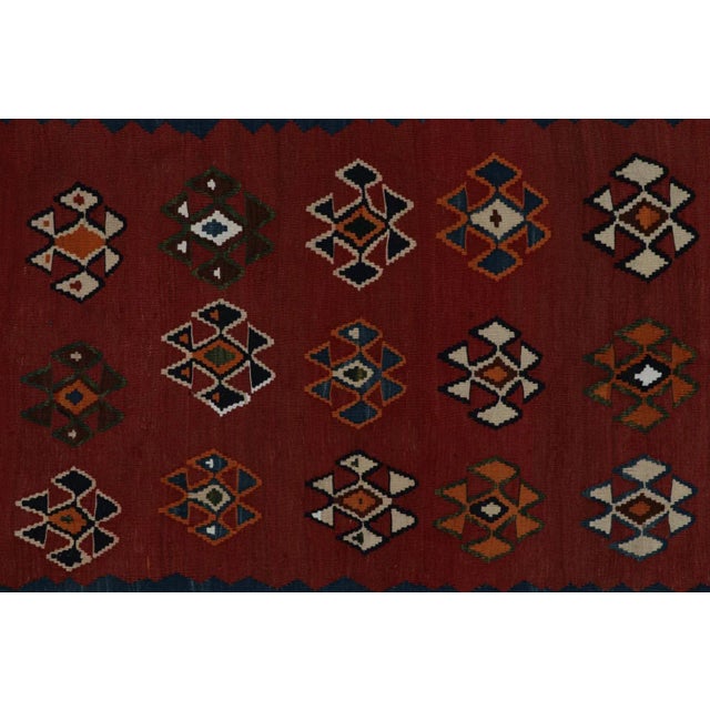 1950s 1950s Vintage Afghani Tribal Kilim Rug With Geometric Patterns For Sale - Image 5 of 7