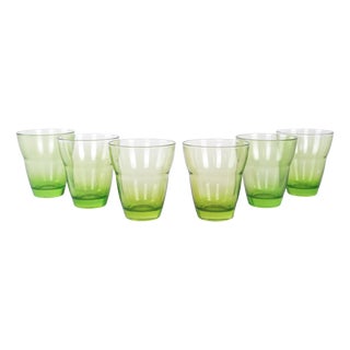 Vintage Italian Green Glasses, 1980s, Set of 6 For Sale
