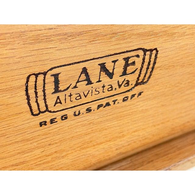 Mid Century Modern Walnut + Oak End Tables by Lane Perception, a Pair, 1960's For Sale - Image 11 of 11