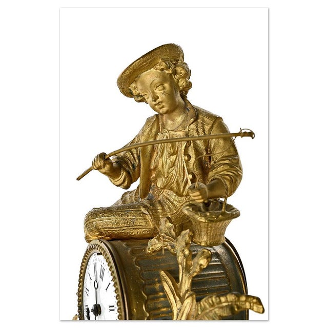 Mantel Clock in Golden Regula For Sale - Image 4 of 8