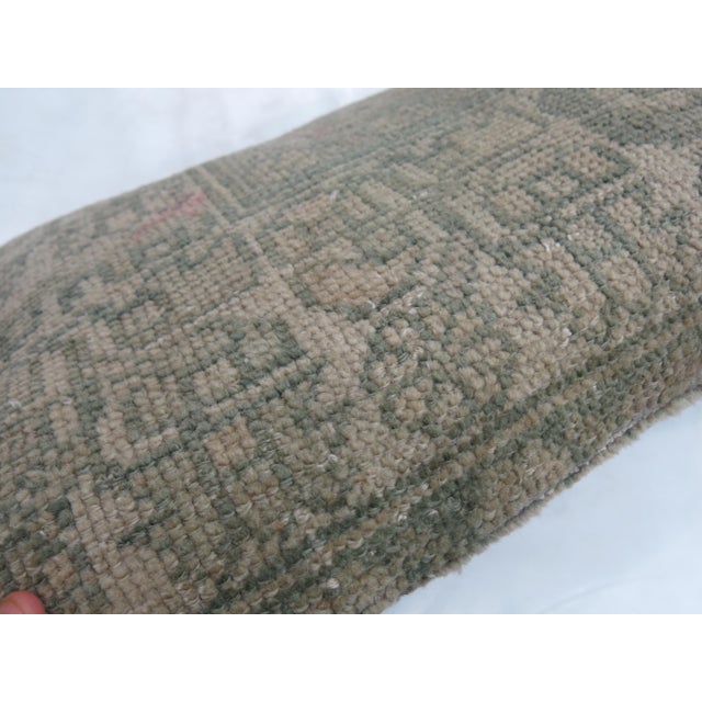 Contemporary Sea Foam Green Early 20th Century Wool Antique Oushak Rug Pillow For Sale - Image 3 of 5