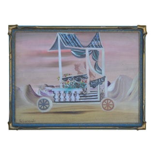 Francesco Christofanetti "Carnival Cart" Aesthetic Movement Oil on Cardboard 1925 For Sale