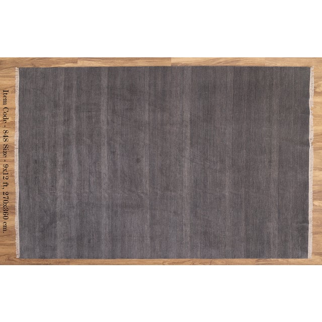 9' x 12' Savannah Hand Knotted Modern Dark Grey Wool & Silk Rug For Sale - Image 18 of 18