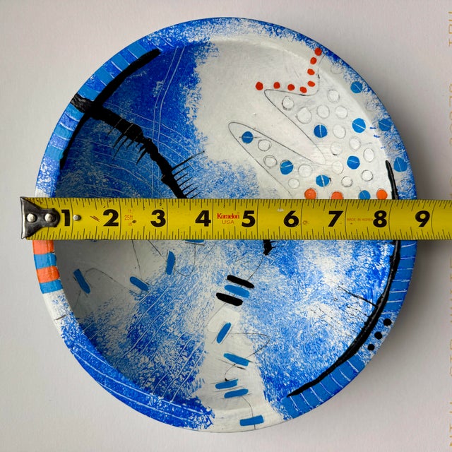 Handpainted wood bowl. Contemporary, modern design painted by Paula DeStefanis. Bowl has been clear coated in automotive...