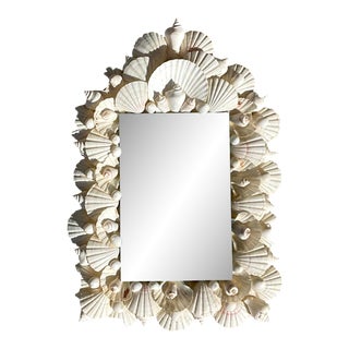 Vintage Coastal Handmade Shell Mirror For Sale