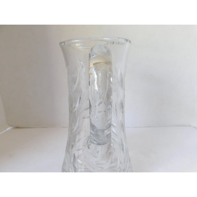 Heavy Brilliant Cut Crystal Vintage Pitcher, Floral & Leaf Design, Water, Wine, Cocktails, Drinks For Sale In New York - Image 6 of 11