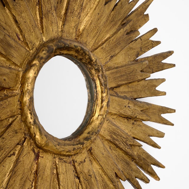 Spanish Mid-Century Modern Giltwood Sunburst Mirror, Circa 1980 For Sale In Austin - Image 6 of 9