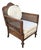 Late 20th Century French Provincial Cane Armchair With Striped Upholstery For Sale