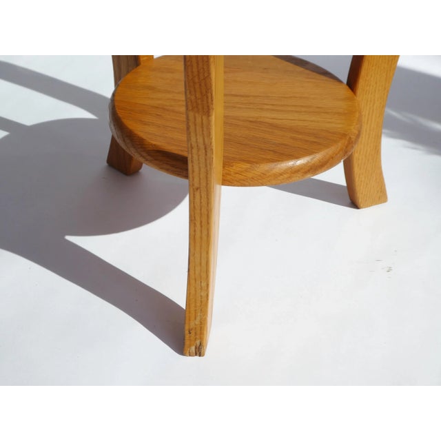 Brown Amsterdam School Two Tiered Oak Plant Stand, 1950s For Sale - Image 8 of 11