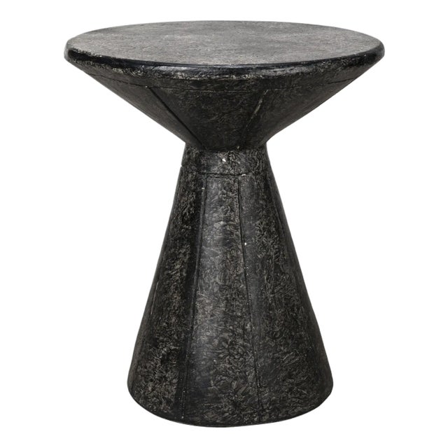 NOIR Pedestal Side Table, Black Fiber Cement For Sale