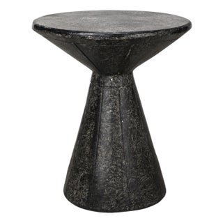Pedestal Side Table, Black Fiber Cement For Sale