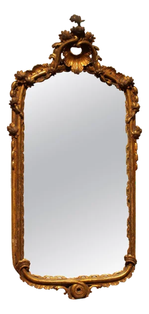 Italian Louis XV Period Hand-Carved Giltwood Mirror