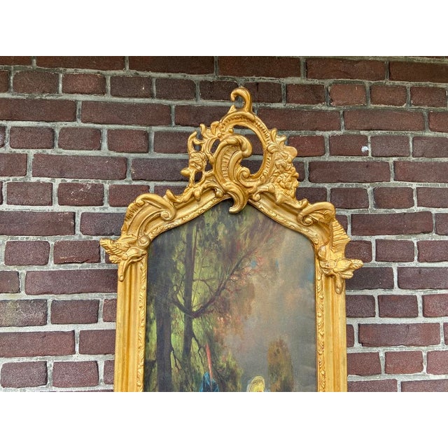 Gold 1970s French Louis XVI Gold Beech Fabric Wall Art 1pc For Sale - Image 8 of 15