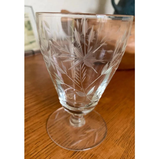 1970s Vintage Etched Glass Stemware - Set of Nine For Sale - Image 5 of 8