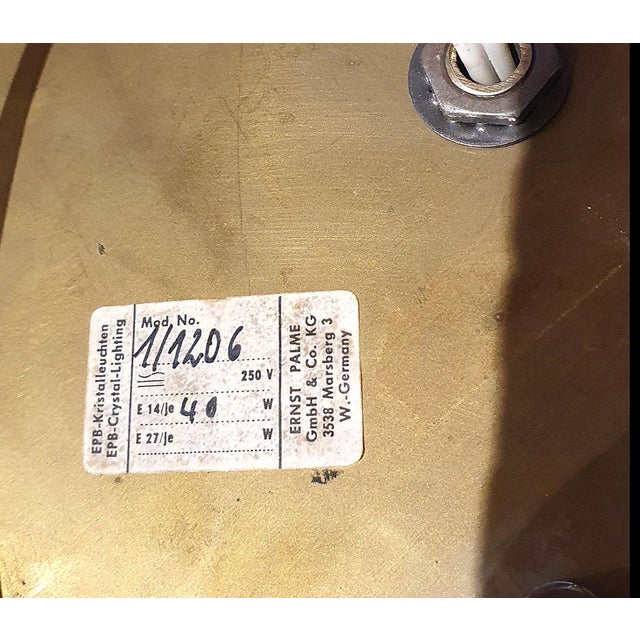 Brass Wall or Ceiling Lamp with Crystal Flowers by Ernst Palme, 1970s For Sale - Image 9 of 10