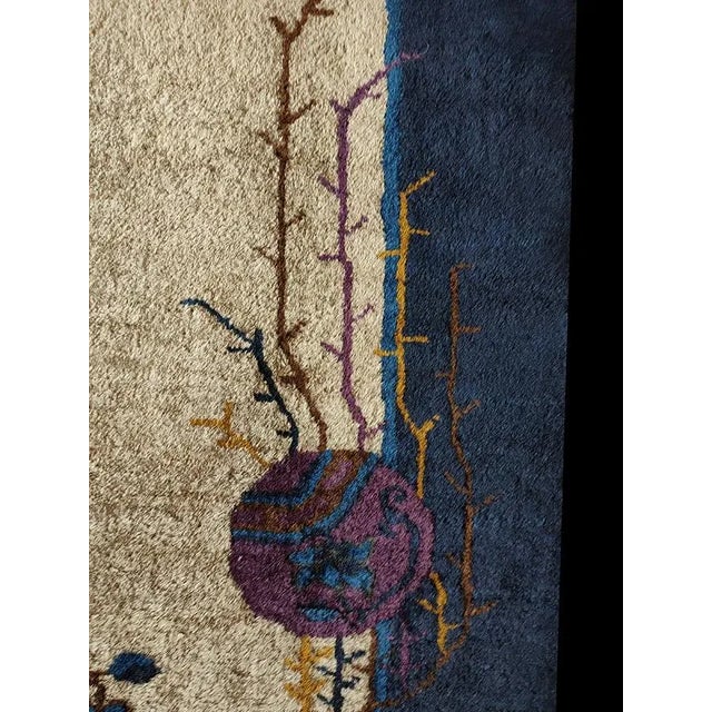 Excellent Tan Beige With Special Floral Design Antique Chinese Art Deco Rug For Sale In New York - Image 6 of 8
