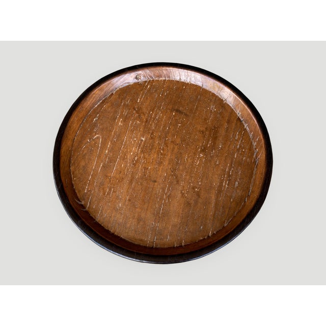 Mid-Century Modern Andrianna Shamaris Midcentury Couture Antique Teak Wood Tray Side Table For Sale - Image 3 of 5
