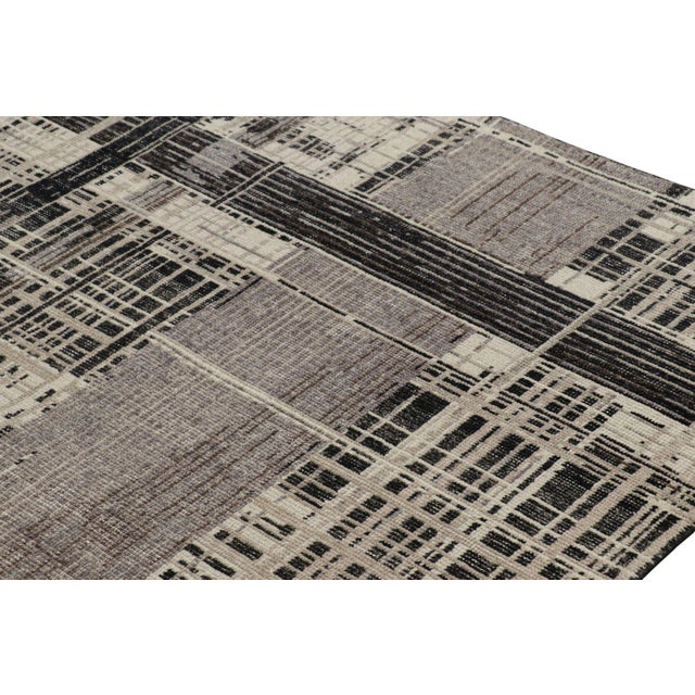 Rug & Kilim’s Modern Distressed Abstract Rug in Beige, Gray and Black Tones For Sale In New York - Image 6 of 8