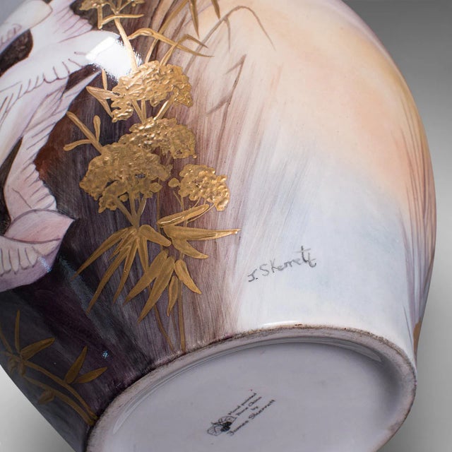 Vintage English Decorative Ceramic Flower Vase Hand Painted by James Skerrett For Sale - Image 9 of 13