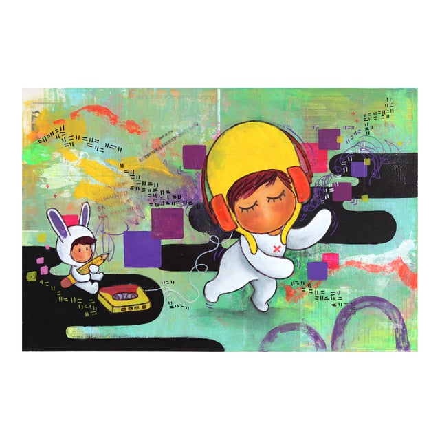 Indak - Colorful Vibrant Whimsical Contemporary Mixed Media Figurative Original Artwork by Melanie Tiongson For Sale