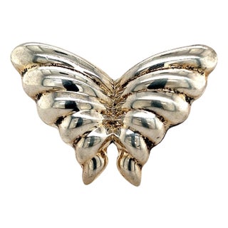 1990s Tiffany & Co. Estate Butterfly Brooch Sterling Silver 10.3 Grams For Sale