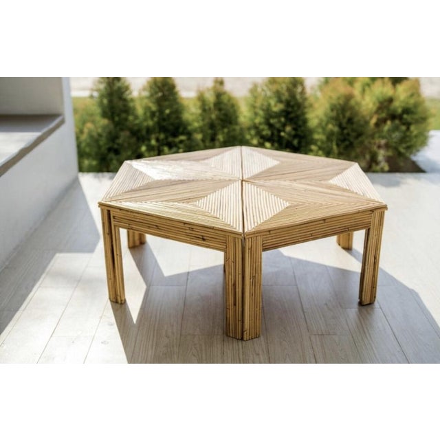 Light Yellow Vintage Modular Rattan Coffee Tables, Set of 6 For Sale - Image 8 of 10