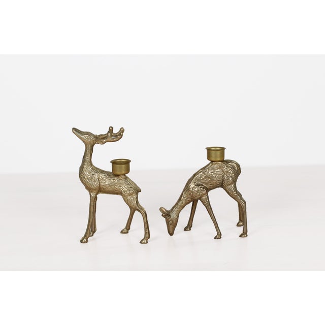 Midcentury Brass Deer Candle Holders, Stag and Doe Pair For Sale - Image 11 of 14