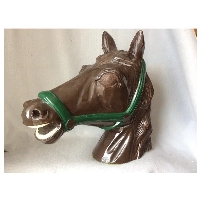Figurative Vintage Horse Head Sculpture, Western Theme Equestrian Figure For Sale - Image 3 of 7