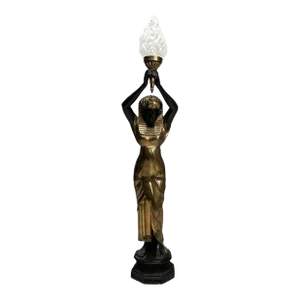 Regency, Floor Lamp, Egyptian Motif, Gilt Metal, Bronze, 1990s