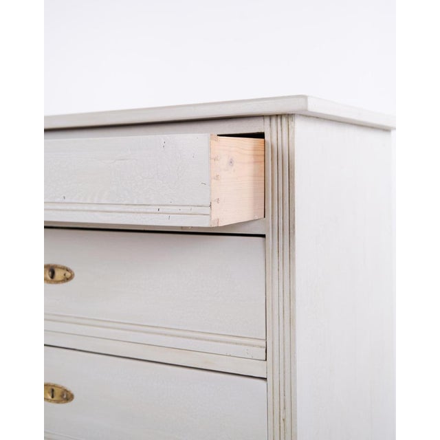 Gray Antique Grey Painted Chest of 4 Drawers, 1890s For Sale - Image 8 of 13
