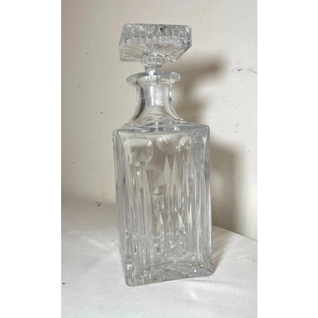 1980s Vintage American Brilliant Cut Clear Crystal Liquor Wine Decanter Glass Bottle For Sale - Image 5 of 12