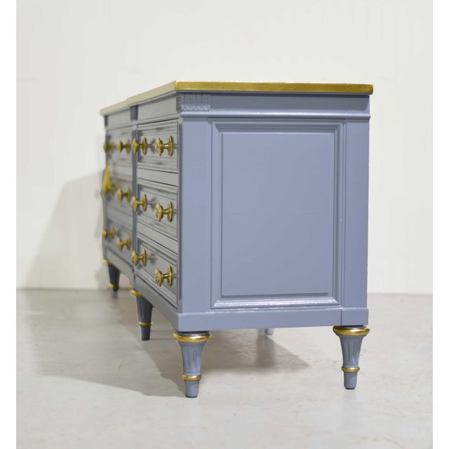 Blue Mid Century French Side Tables by Karges in Blue a Pair - Newly Painted For Sale - Image 8 of 13