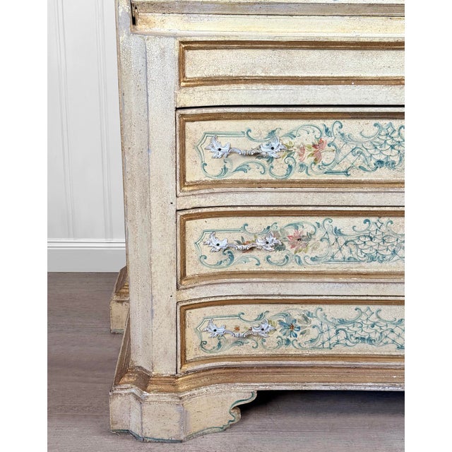 Vintage Italian Venetian Hand Painted Secretary Desk W/ Bookcase Top For Sale - Image 13 of 17