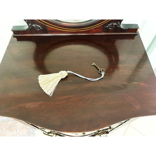 Early 1900's Highboy Chest of Drawers With Mirror, Locks and Key For Sale In West Palm - Image 6 of 12