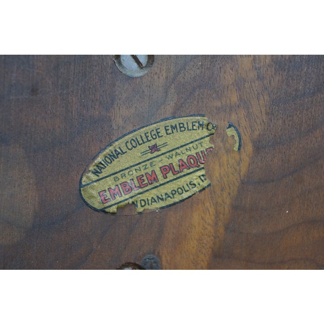 Wood Vintage Delta Tau Delta Bronze & Walnut Fraternity Shield Wall Plaque Crest 11" For Sale - Image 7 of 7