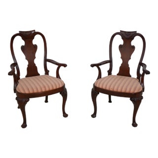 Pair of Baker Historic Charleston Mahogany Dining Room Arm Chairs For Sale
