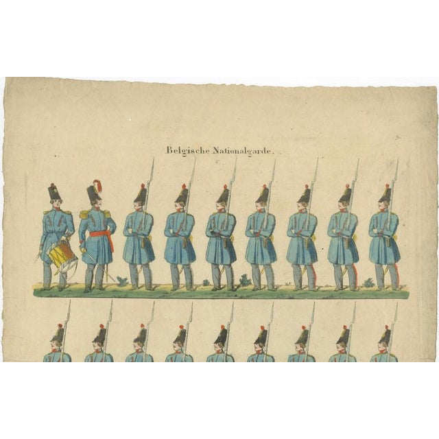 Belgian National Guard Infantry Drill and Uniforms, 1800s, Paper For Sale - Image 4 of 9