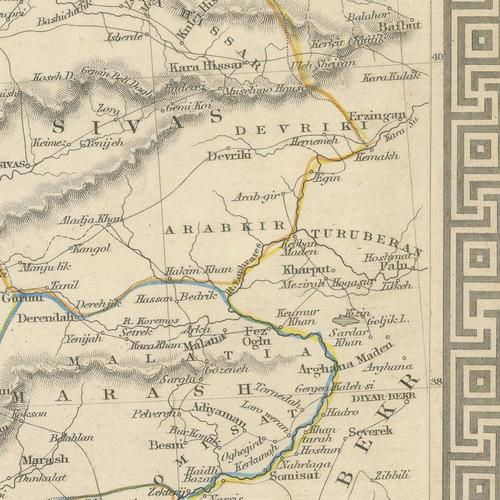 Paper Antique Asia Minor Map from Tallis with Rhodes and Olympus Vignettes, 1851 For Sale - Image 7 of 12