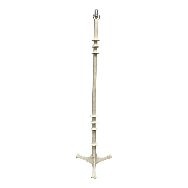 Italian Mid-Century White Painted Turned Post Floor Lamp (Manner of Giacometti) For Sale