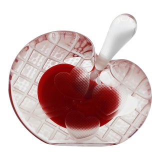 Late 20th Century American Art Glass "Hearts" Perfume Flask For Sale
