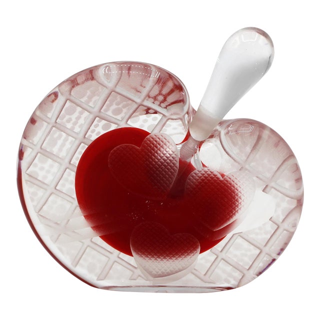 Late 20th Century American Art Glass "Hearts" Perfume Flask For Sale