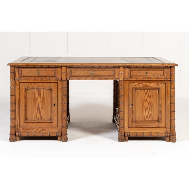 19th century french faux bamboo partners desk an unusual 19th century french faux bamboo partners desk. this heavy quality...