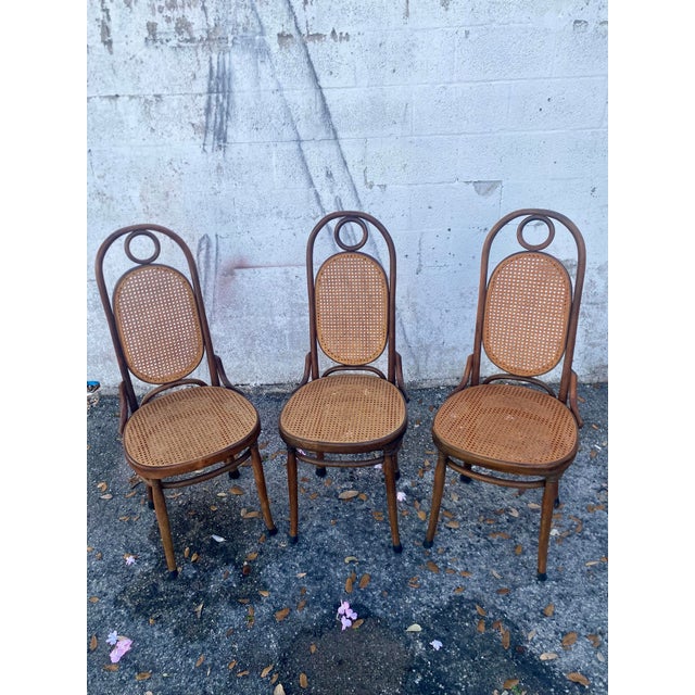 1960s Thonet Atribute Benwood Long Johns' High Back Dining Chairs Set of 5 . For Sale - Image 5 of 12